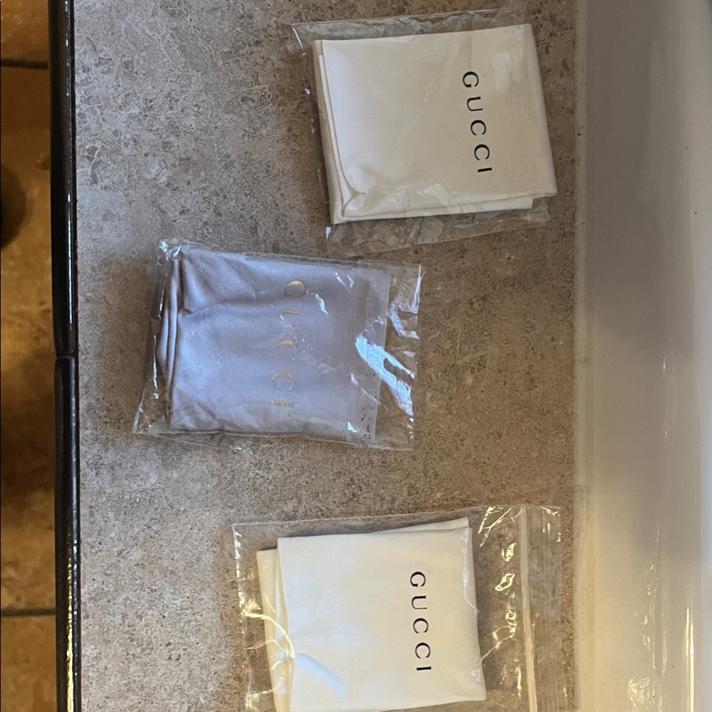 Gucci Cream and Gray eye glasses cloth cleaning Trio